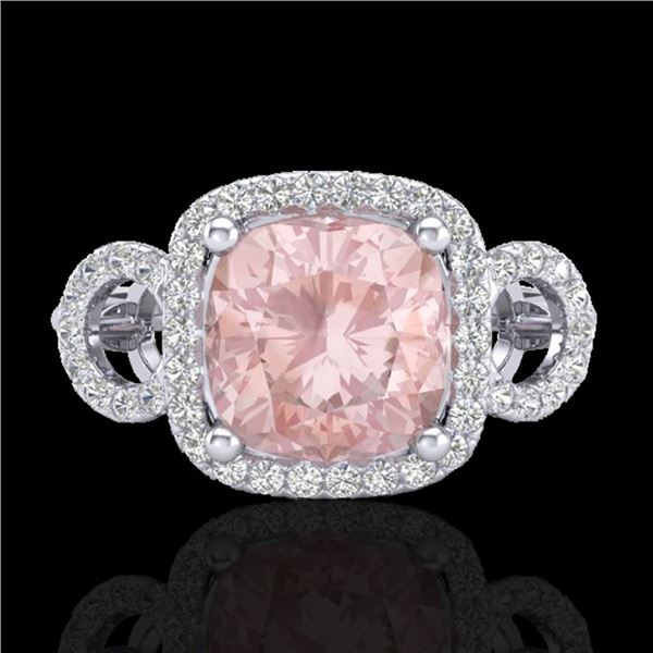 2.75 ctw Morganite & Micro VS/SI Diamond Certified Ring 18k White Gold - REF-83A3N