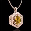 Image 3 : 0.76 ctw Intense Fancy Yellow Diamond Art Deco Necklace 18k Rose Gold - REF-94N5F