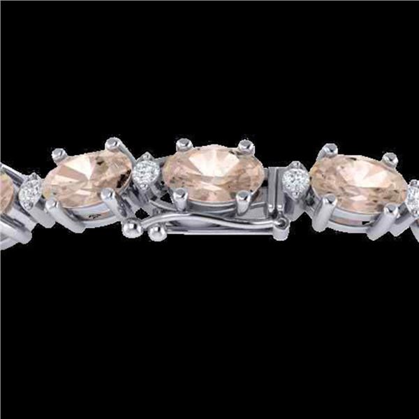 21.2 ctw Morganite & VS/SI Diamond Eternity Bracelet 10k White Gold - REF-290M2G
