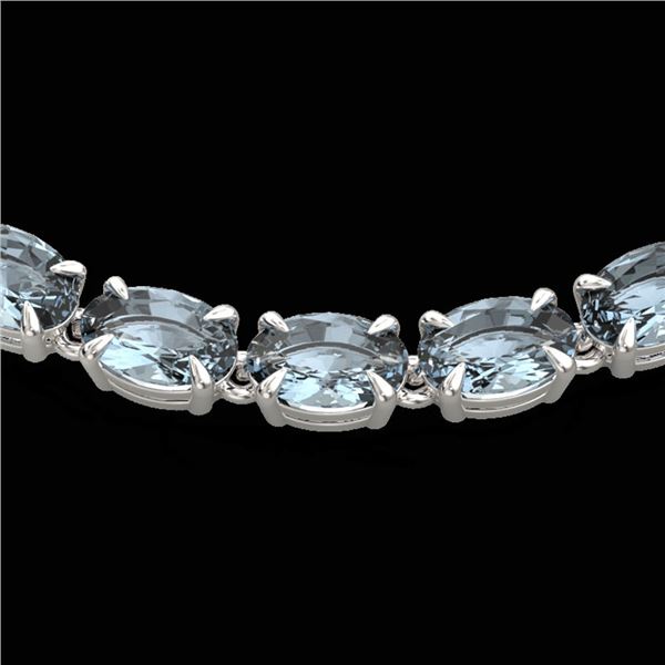 29 ctw Aquamarine Eternity Tennis Necklace 14k White Gold - REF-276F2M