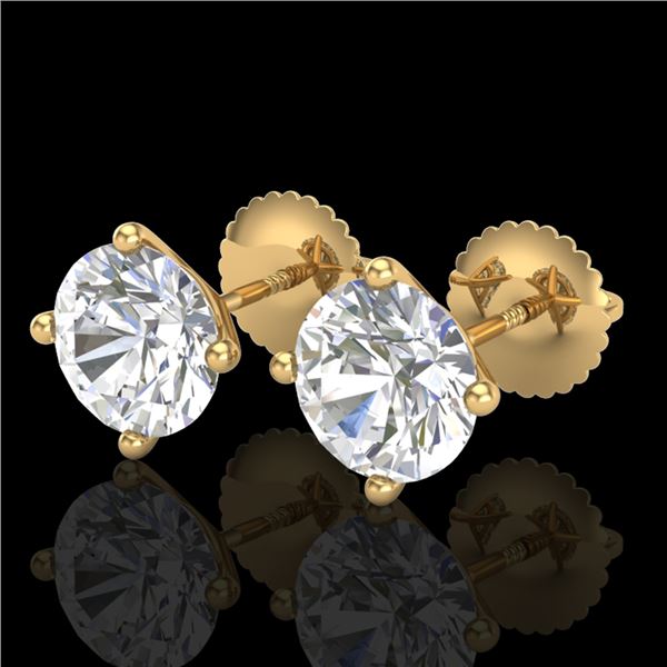 2.5 ctw VS/SI Diamond Solitaire Art Deco Stud Earrings 18k Yellow Gold - REF-601Y4X