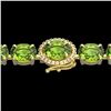 Image 1 : 32 ctw Peridot & VS/SI Diamond Micro Pave Bracelet 14k Yellow Gold - REF-180R2K