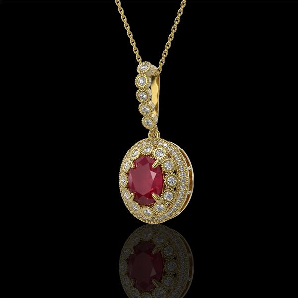 4.67 ctw Certified Ruby & Diamond Victorian Necklace 14K Yellow Gold - REF-136X5A