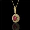 Image 1 : 4.67 ctw Certified Ruby & Diamond Victorian Necklace 14K Yellow Gold - REF-136X5A