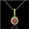 Image 2 : 4.67 ctw Certified Ruby & Diamond Victorian Necklace 14K Yellow Gold - REF-136X5A