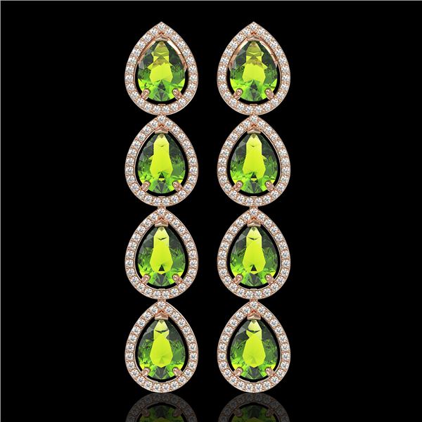8.4 ctw Peridot & Diamond Micro Pave Halo Earrings 10k Rose Gold - REF-172K2Y