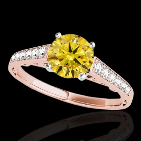 1.35 ctw Certified SI/I Fancy Intense Yellow Diamond Ring 10k Rose Gold - REF-177A3N