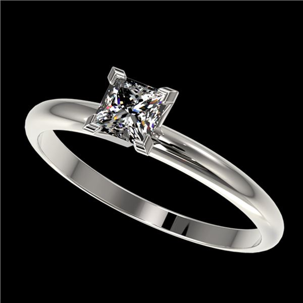 0.50 ctw Certified VS/SI Quality Princess Diamond Ring 10k White Gold - REF-60W3H