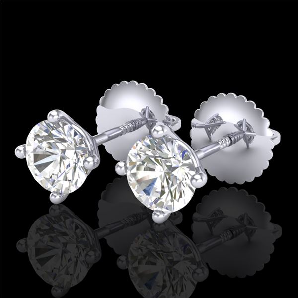 1.01 ctw VS/SI Diamond Solitaire Art Deco Stud Earrings 18k White Gold - REF-121X5A