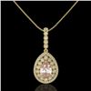 Image 2 : 4.17 ctw Morganite & Diamond Victorian Necklace 14K Yellow Gold - REF-186N9F