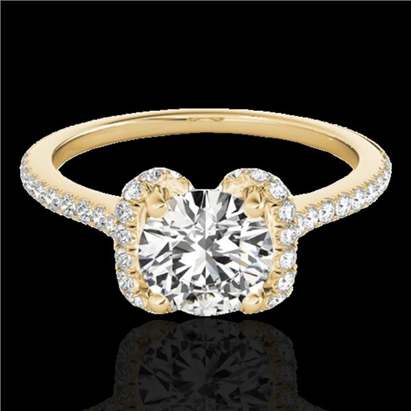 1.33 ctw Certified Diamond Solitaire Halo Ring 10k Yellow Gold - REF-190G9W