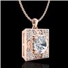 Image 2 : 1.02 ctw VS/SI Diamond Solitaire Art Deco Necklace 18k Rose Gold - REF-200R2K