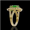 Image 3 : 4.12 ctw Jade & Diamond Victorian Ring 14K Yellow Gold - REF-134W4H