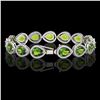 Image 2 : 15.8 ctw Peridot & Diamond Micro Pave Halo Bracelet 10k White Gold - REF-316F8M