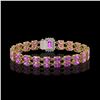 Image 3 : 13.83 ctw Amethyst & Diamond Bracelet 14K Yellow Gold - REF-236G4W