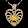 Image 1 : 3 ctw Citrine With Micro Pave Diamond Heart Necklace 14k Yellow Gold - REF-127Y3X
