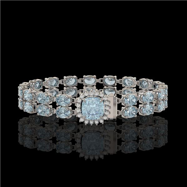 17.67 ctw Sky Topaz & Diamond Bracelet 14K White Gold - REF-178M2G