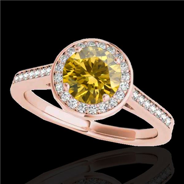 1.33 ctw Certified SI/I Fancy Intense Yellow Diamond Ring 10k Rose Gold - REF-190K9Y