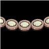 Image 3 : 21.21 ctw Opal & Diamond Micro Pave Halo Necklace 10k Rose Gold - REF-581Y8X