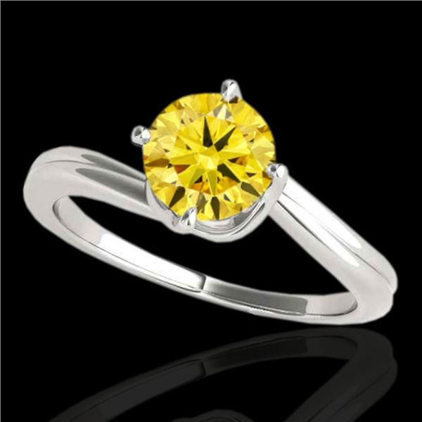 1 ctw SI/I Fancy Intense Yellow Diamond Bypass Ring 10k White Gold - REF-177A3N