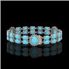 Image 2 : 14.58 ctw Turquoise & Diamond Bracelet 14K White Gold - REF-254N5F