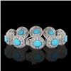 Image 2 : 38.17 ctw Turquoise & Diamond Victorian Bracelet 14K White Gold - REF-1179K3Y