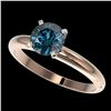 Image 1 : 1.27 ctw Certified Intense Blue Diamond Engagment Ring 10k Rose Gold - REF-120H9R