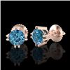 Image 2 : 1.07 ctw Fancy Intense Blue Diamond Art Deco Earrings 18k Rose Gold - REF-143N6F