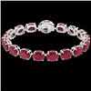 Image 2 : 75 ctw Ruby & Micro Pave VS/SI Diamond Bracelet 14k White Gold - REF-636G4W