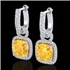 Image 1 : 7 ctw Citrine & Micro Pave VS/SI Diamond Earrings 18k White Gold - REF-100F2M