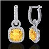 Image 2 : 7 ctw Citrine & Micro Pave VS/SI Diamond Earrings 18k White Gold - REF-100F2M