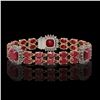 Image 1 : 21.83 ctw Ruby & Diamond Bracelet 14K Rose Gold - REF-288A8N