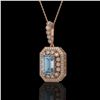 Image 1 : 5.66 ctw Aquamarine & Diamond Victorian Necklace 14K Rose Gold - REF-172N8F