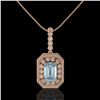 Image 2 : 5.66 ctw Aquamarine & Diamond Victorian Necklace 14K Rose Gold - REF-172N8F