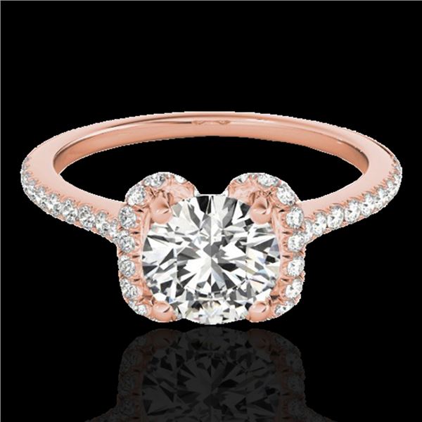 1.33 ctw Certified Diamond Solitaire Halo Ring 10k Rose Gold - REF-190F9M