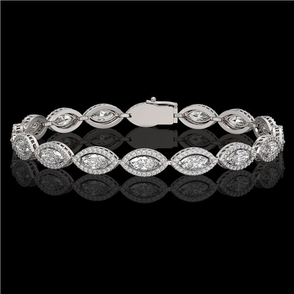 10.61 ctw Marquise Cut Diamond Micro Pave Bracelet 18K White Gold - REF-1459X6A