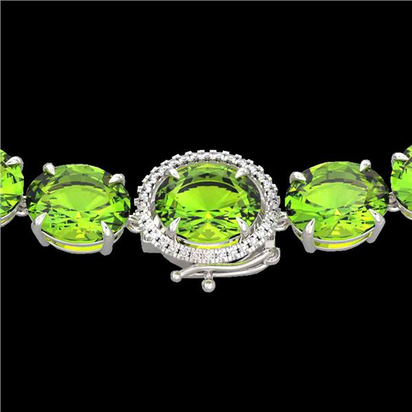 148 ctw Peridot & VS/SI Diamond Halo Micro Necklace 14k White Gold - REF-890G9W