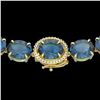 Image 1 : 177 ctw London Blue Topaz & Diamond Micro Necklace 14k Yellow Gold - REF-563W5H
