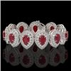 Image 1 : 56.04 ctw Certified Ruby & Diamond Victorian Bracelet 14K White Gold - REF-1520A8N