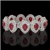 Image 2 : 56.04 ctw Certified Ruby & Diamond Victorian Bracelet 14K White Gold - REF-1520A8N