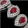 Image 3 : 56.04 ctw Certified Ruby & Diamond Victorian Bracelet 14K White Gold - REF-1520A8N