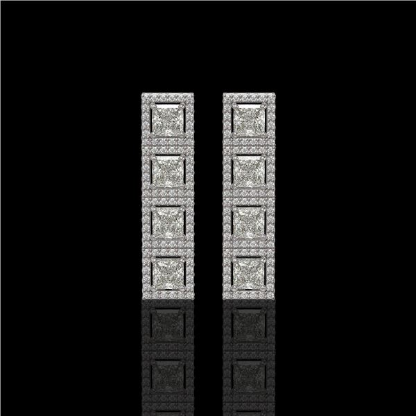 5.31 ctw Princess Cut Diamond Micro Pave Earrings 18K White Gold - REF-733G8W