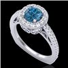Image 1 : 1.55 ctw Fancy Intense Blue Diamond Art Deco Ring 18k White Gold - REF-178M2G
