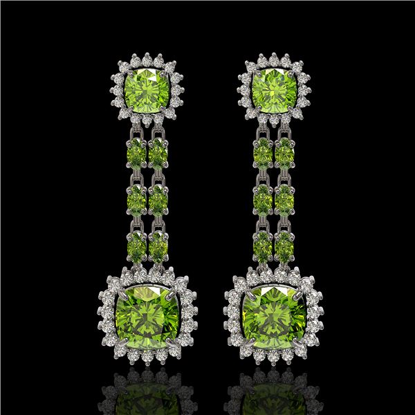 19.88 ctw Peridot & Diamond Earrings 14K White Gold - REF-290M9G