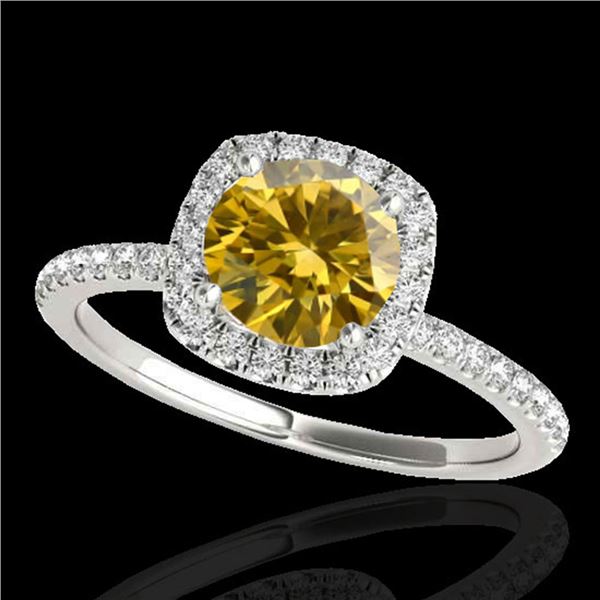 1.5 ctw Certified SI/I Fancy Intense Yellow Diamond Ring 10k White Gold - REF-218K2Y