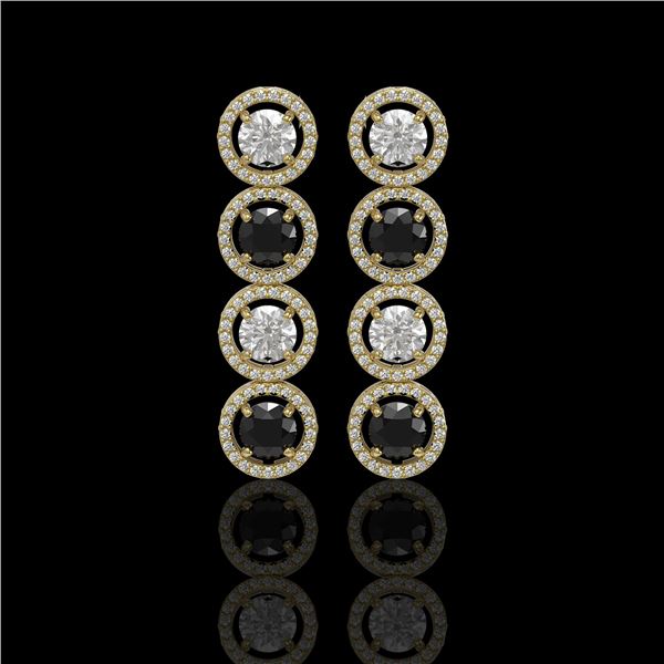 5.58 ctw Black & Diamond Micro Pave Earrings 18K Yellow Gold - REF-436G2W
