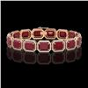 Image 1 : 38.61 ctw Ruby & Diamond Micro Pave Halo Bracelet 10k Rose Gold - REF-424H5R