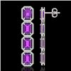 Image 2 : 18.59 ctw Amethyst & Diamond Micro Pave Halo Earrings 10k White Gold - REF-209F3M