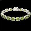 Image 2 : 65 ctw Green Tourmaline & Micro Diamond Bracelet 14k White Gold - REF-890K9Y