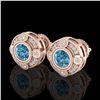 Image 1 : 1.5 ctw Fancy Intense Blue Diamond Art Deco Earrings 18k Rose Gold - REF-178R2K